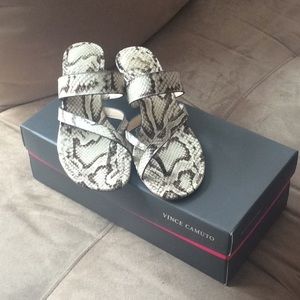 Vince Camuto Leather Snake Print Kitten Heels